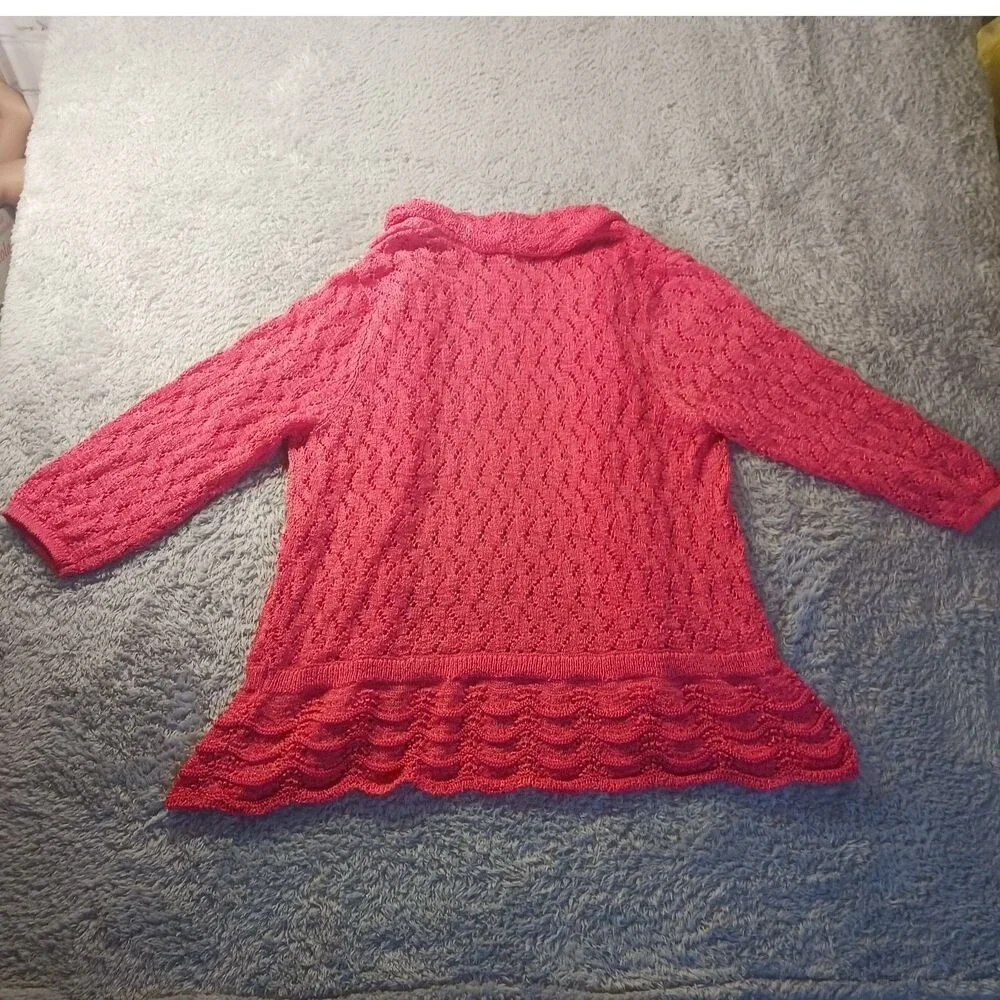 Chico's Crochet Knit‎ Open-Front Cardigan Sweater Size 2 (US 12) Resort Casual